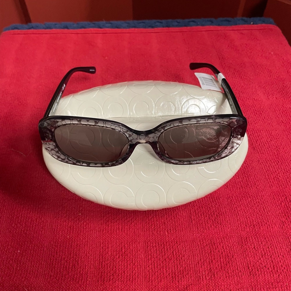 NWT Coach Sunglasses with white Coach Clamshell case.